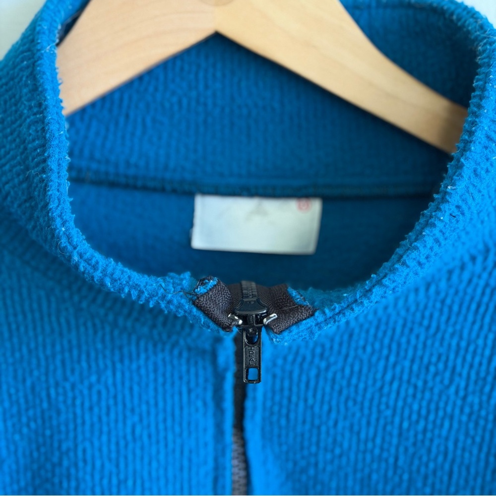 Custom Patchwork Fleece Quarter Zip Pullover Blue… - image 2